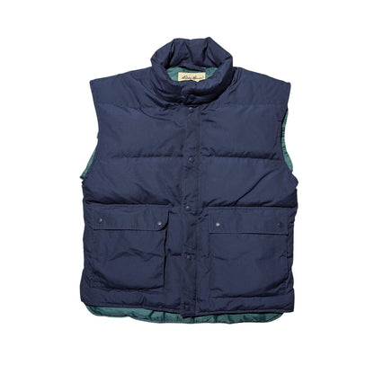 Vintage Eddie Bauer Lined Goose Down Puffer Vest Navy Blue Size Large