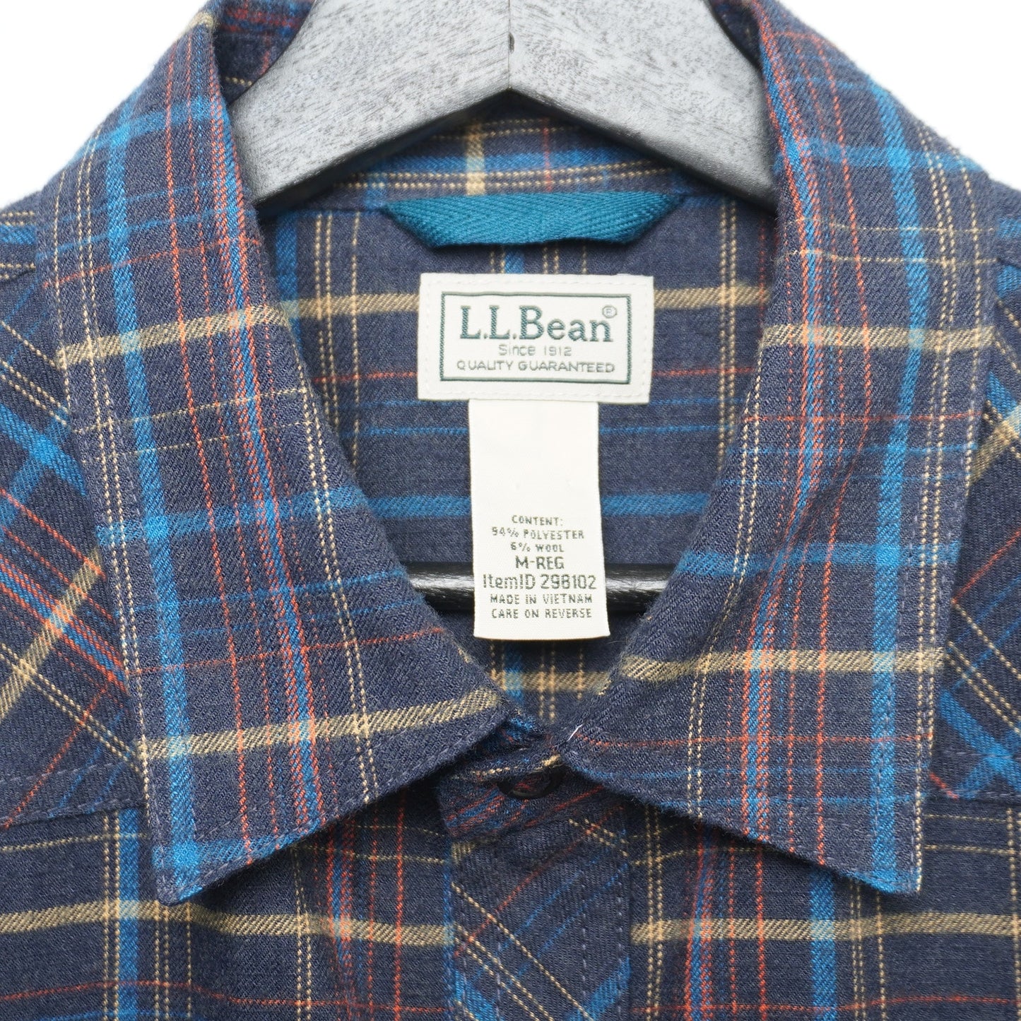 L.L. Bean Plaid Flannel Shirt Western Style Snap Front Multicolor Men's Medium M
