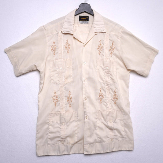 Vintage Continental Embroidered Guayabera Shirt - Made in Mexico L