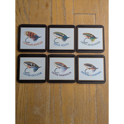Vintage Pimpernel Coasters Salmon Flies by Gunnar Johnson - Set of 6