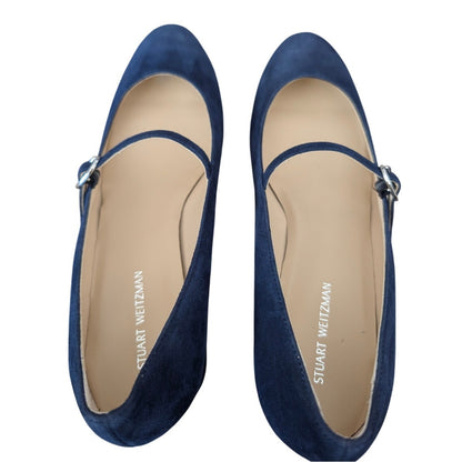 Stuart Weitzman Gabby 45 Maryjane Pumps 6.5 Navy Suede