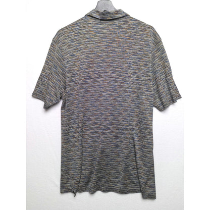 Jhane Barnes Men's Silk Polo Shirt Size Large Multicolor Geometric Pattern