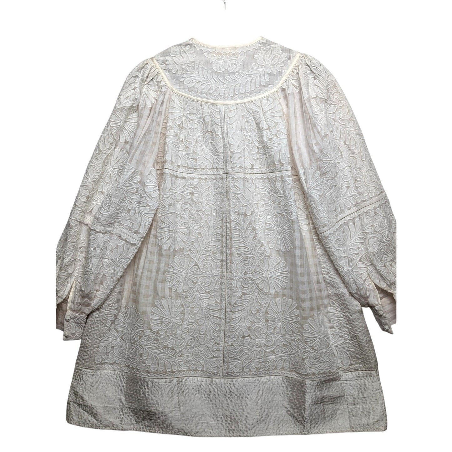 Ulla Johnson Bianca Hand Embroidered Cream Balloon Sleeve Dress 0