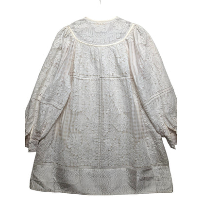 Ulla Johnson Bianca Hand Embroidered Cream Balloon Sleeve Dress 0