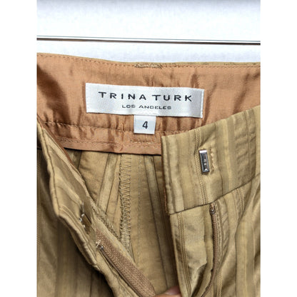 Trina Turk Gold Striped Pants Size 4