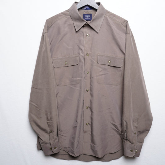 Vintage Haggar Collections Taupe/Gray/Brown Shirt - Utility Style Button Up Size L