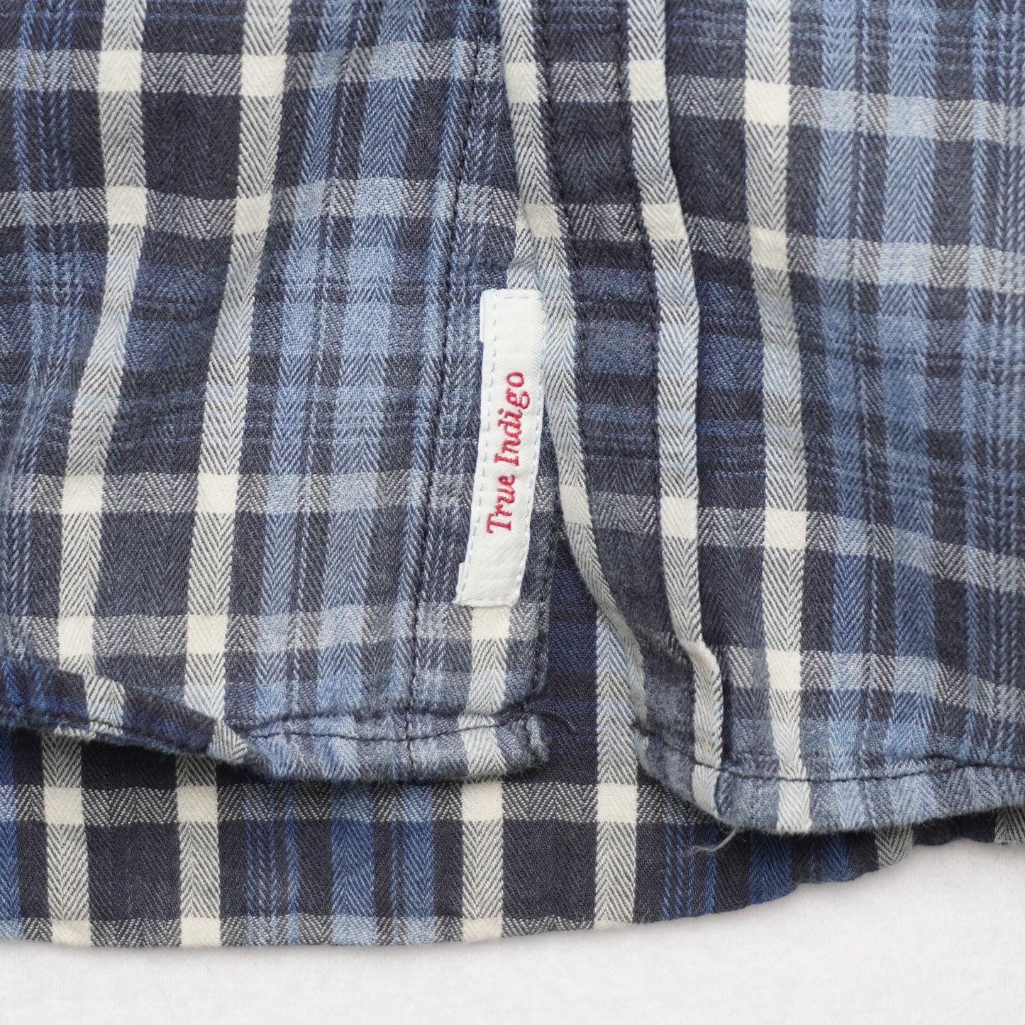 Lucky Brand True Indigo Plaid Shirt Blue White Western Classic Fit Men's Large