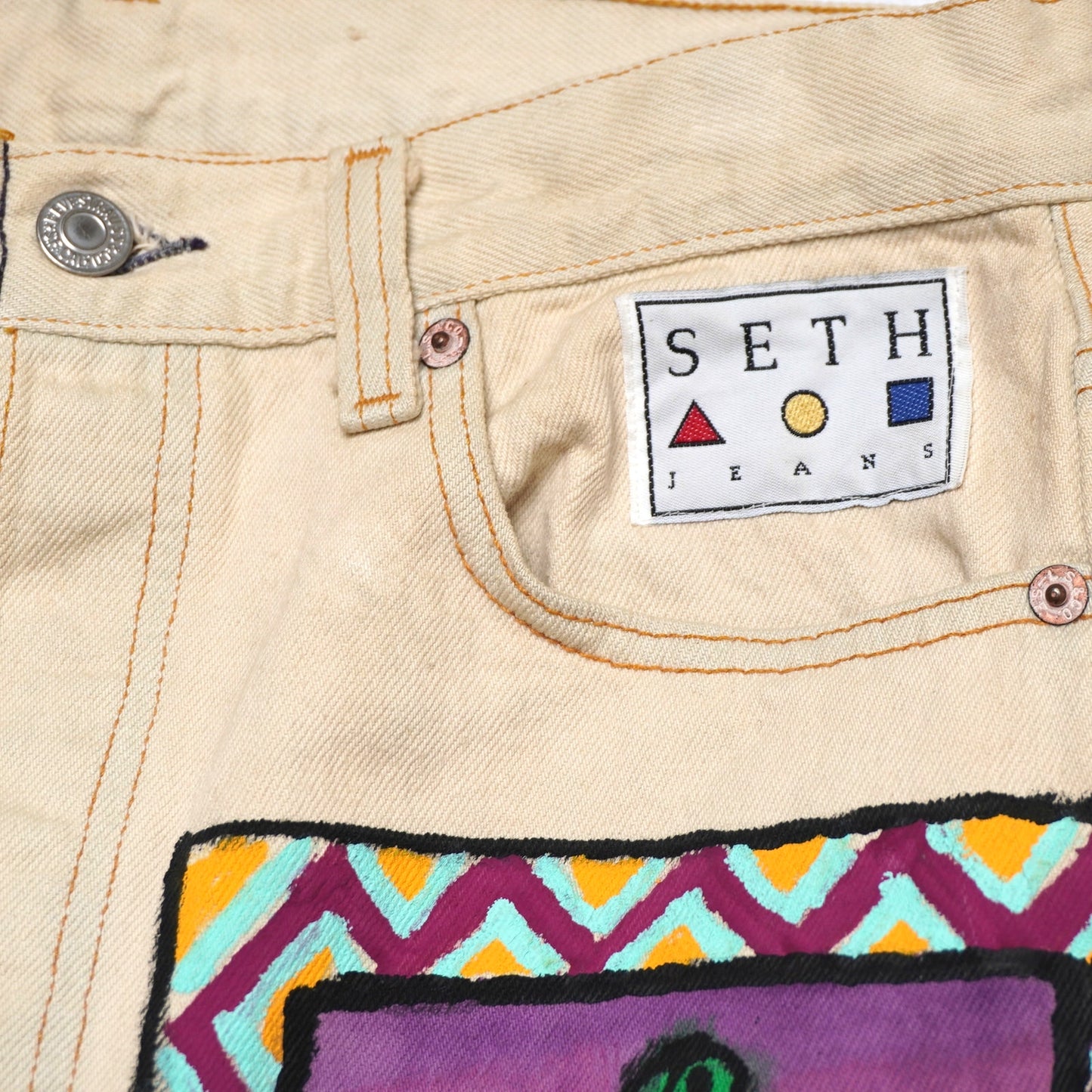 Vintage Levi’s 501 Jeans W31 L34 USA Made Painted Western Art Cactus Snake Sun