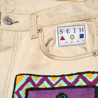 Vintage Levi’s 501 Jeans W31 L34 USA Made Painted Western Art Cactus Snake Sun