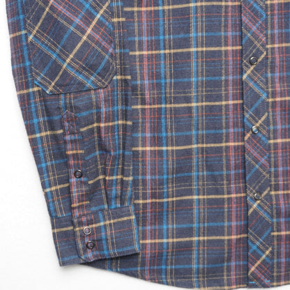 L.L. Bean Plaid Flannel Shirt Western Style Snap Front Multicolor Men's Medium M