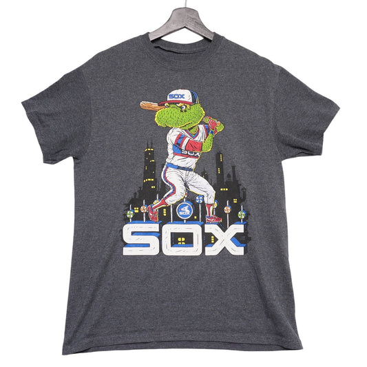 Chicago White Sox Mascot Graphic T-Shirt Size S Cartoon Batter MLB Gray Tee