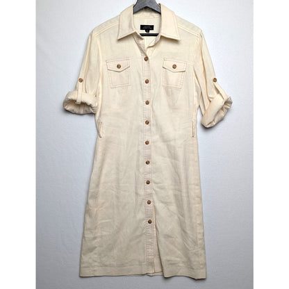 Women's Tahari Cream Shirt Dress 8