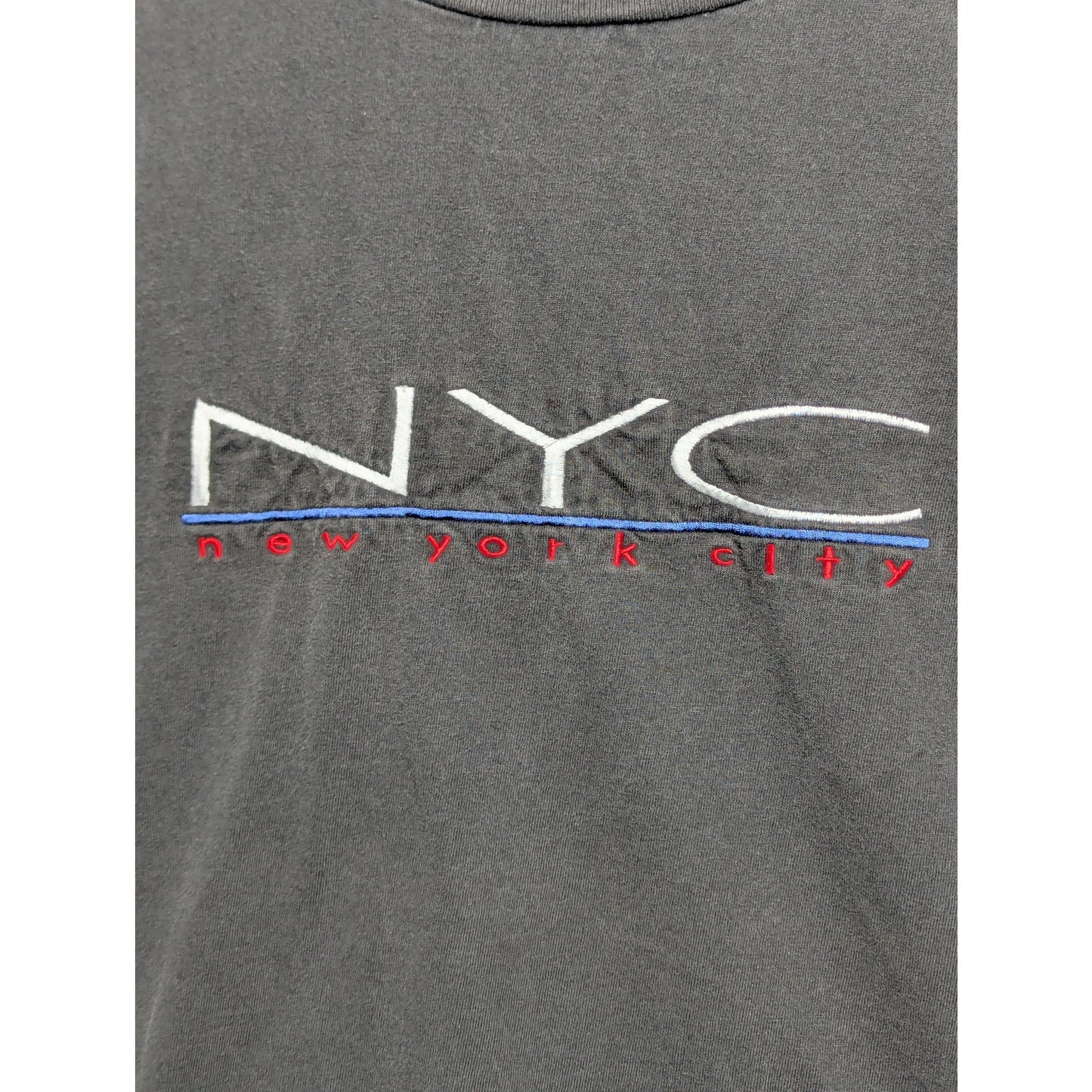 Vintage Embroidered NYC Black T-Shirt XL