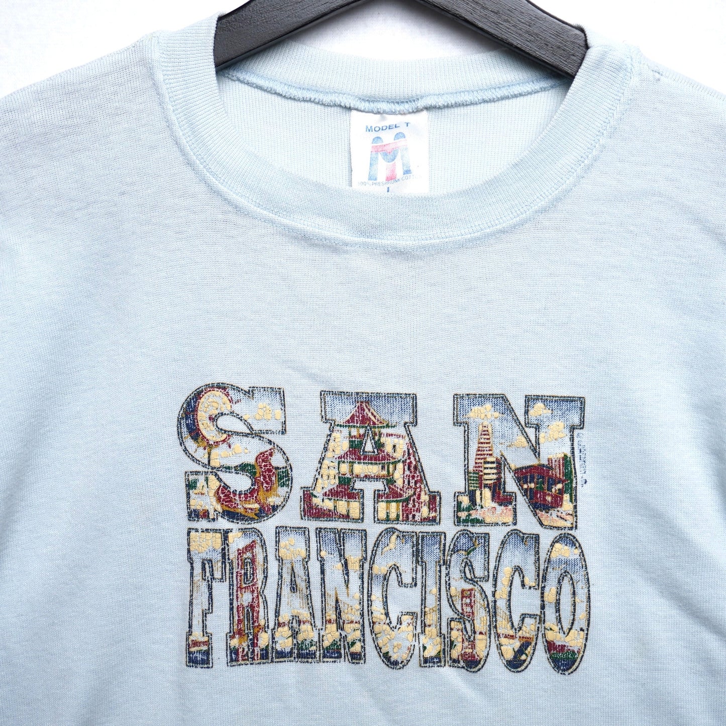 VTG San Francisco Baby Doll T Blue Graphic Print 100% Cotton
