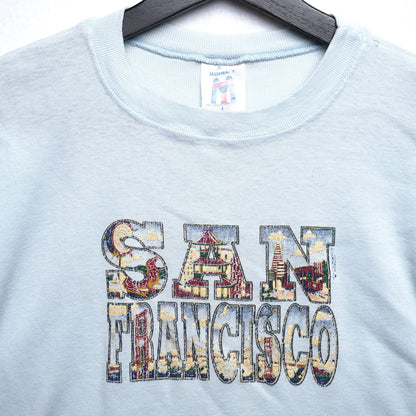 VTG San Francisco Baby Doll T Blue Graphic Print 100% Cotton