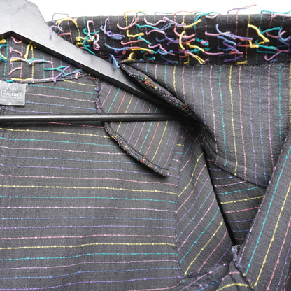 Car Pool Couture Multi Color Fringe Jacket 100% Cotton M