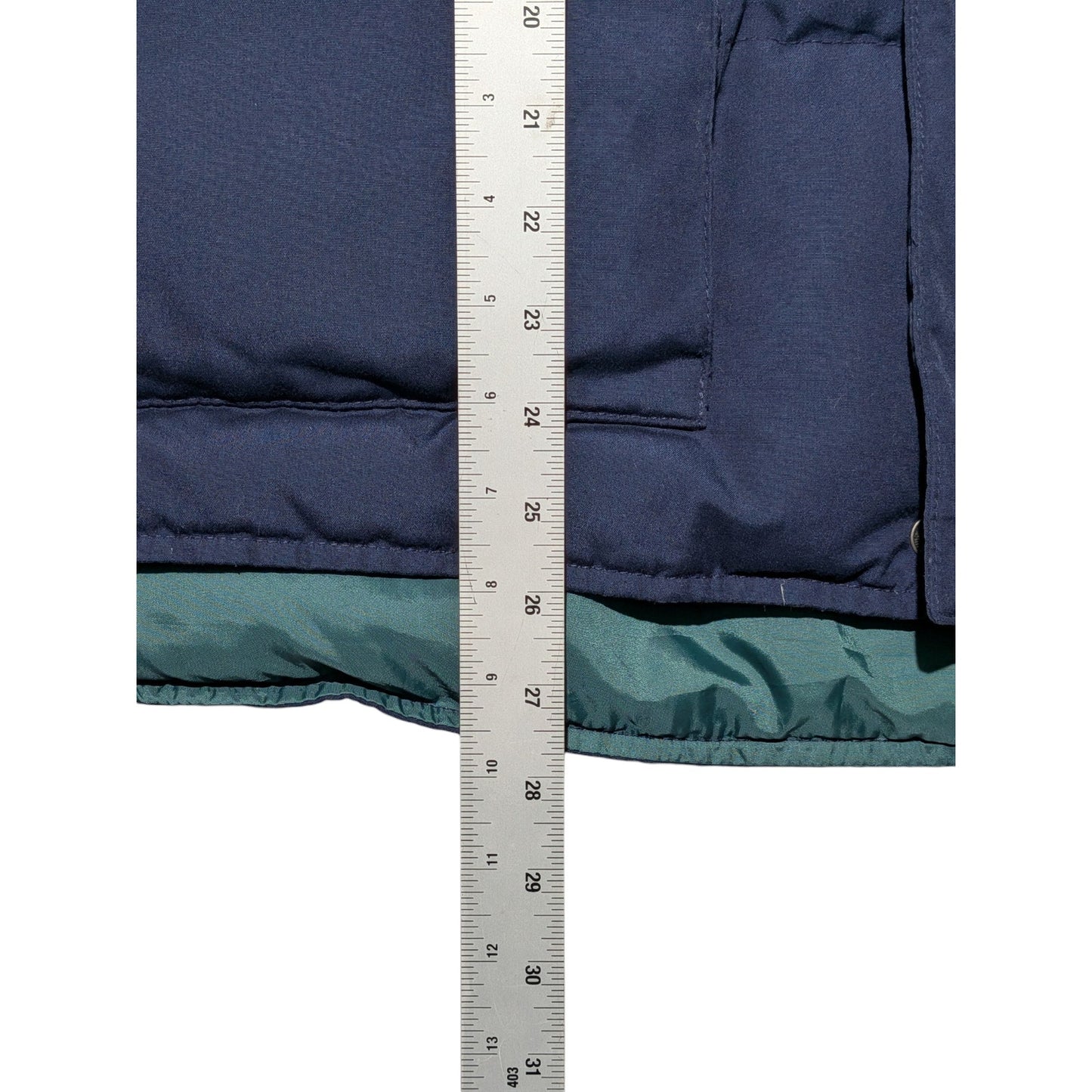 Vintage Eddie Bauer Lined Goose Down Puffer Vest Navy Blue Size Large