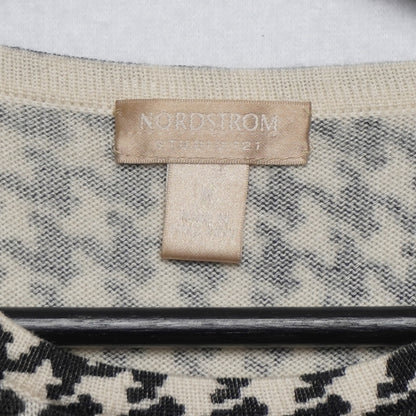 Nordstrom Studio 121 Wool Silk Blend Houndstooth Sweater M
