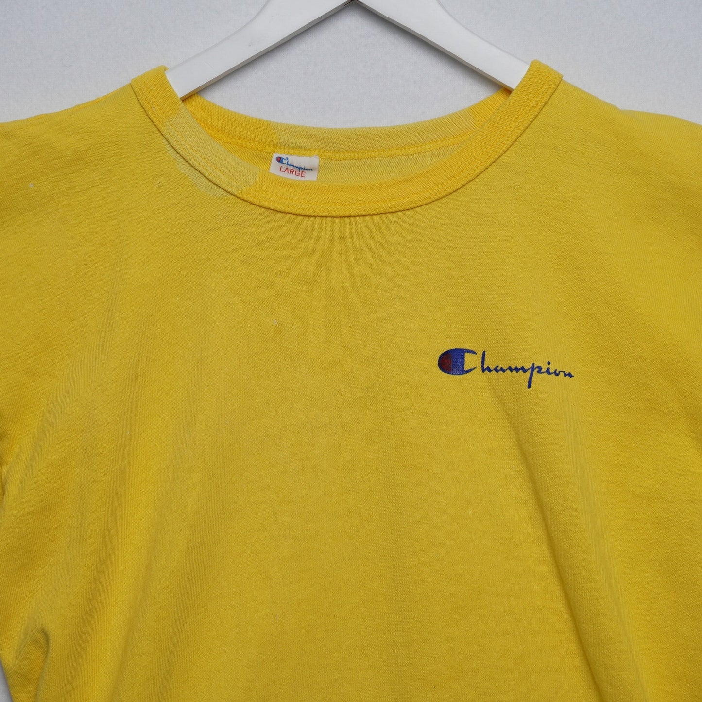 Vintage Yellow Champion Crewneck T-shirt Size L