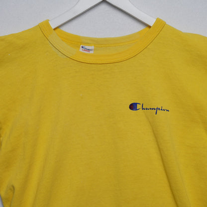 Vintage Yellow Champion Crewneck T-shirt Size L