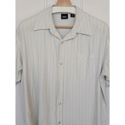 Mossimo Short Sleeve Shirt White with Black Rectangle Grid Pattern XL