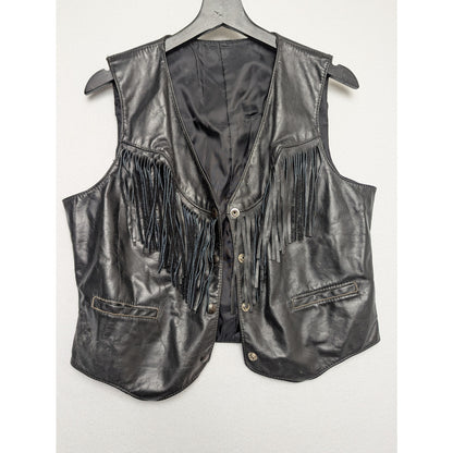 Vintage Falcon by Drospo Leather Fringe Vest | Size 16 | Western Biker Style