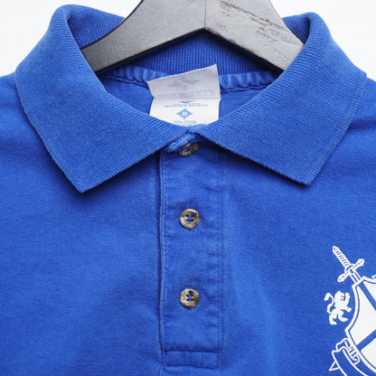 Preppy School Sports Uniform Blue Jersey Polo M