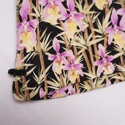 Tommy Bahama 100% Silk Hawaiian Shirt XL Black Orchid Bamboo Floral Aloha Camp