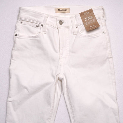 Madewell Midrise Kick-Out White Denim Perfect Summer Jeans NWT 25