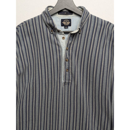 Dockers Striped  Vintage Style Henley Cotton Pullover Shirt XL