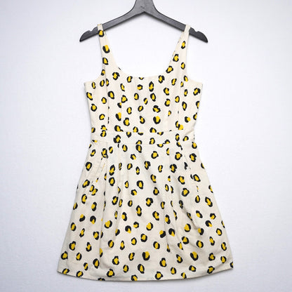 H! by Henry Holland Yellow Leopard Print Sleeveless Dress Size 10 (US 6)