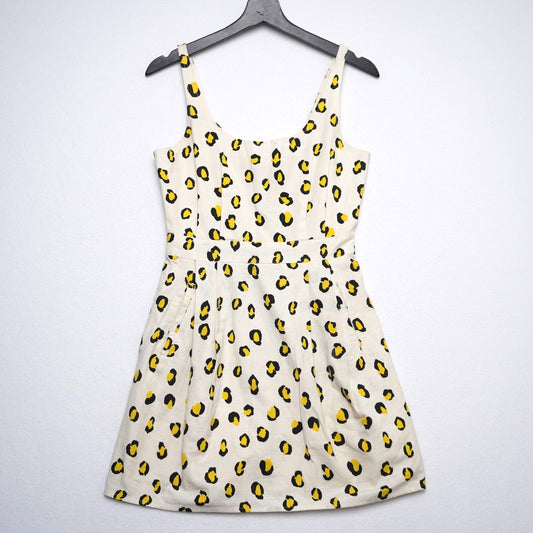 H! by Henry Holland Yellow Leopard Print Sleeveless Dress Size 10 (US 6)
