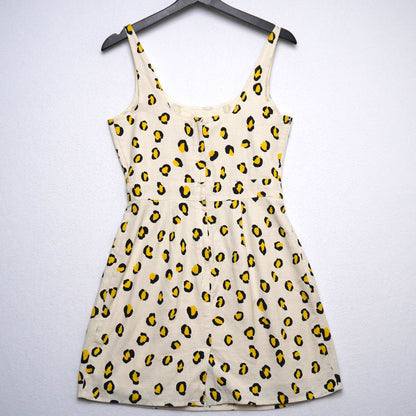 H! by Henry Holland Yellow Leopard Print Sleeveless Dress Size 10 (US 6)