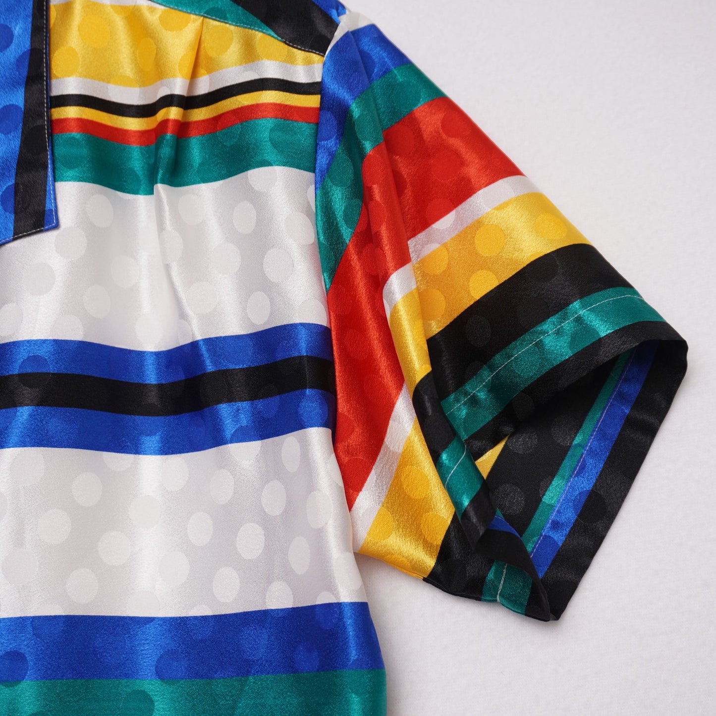 Multicolor Stripe Women’s Boxy Blouse Top Polkadot Short Sleeve Minimalist