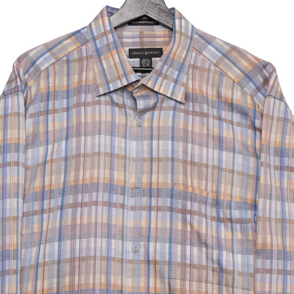 Jhane Barnes XL Button Front Shirt Plaid Woven Japan Fabric Retro
