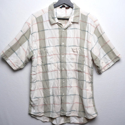 Vintage Bachrach Pink and Blue Striped Loop Collar Shirt Size L