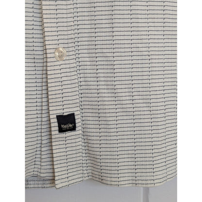 Mossimo Short Sleeve Shirt White with Black Rectangle Grid Pattern XL