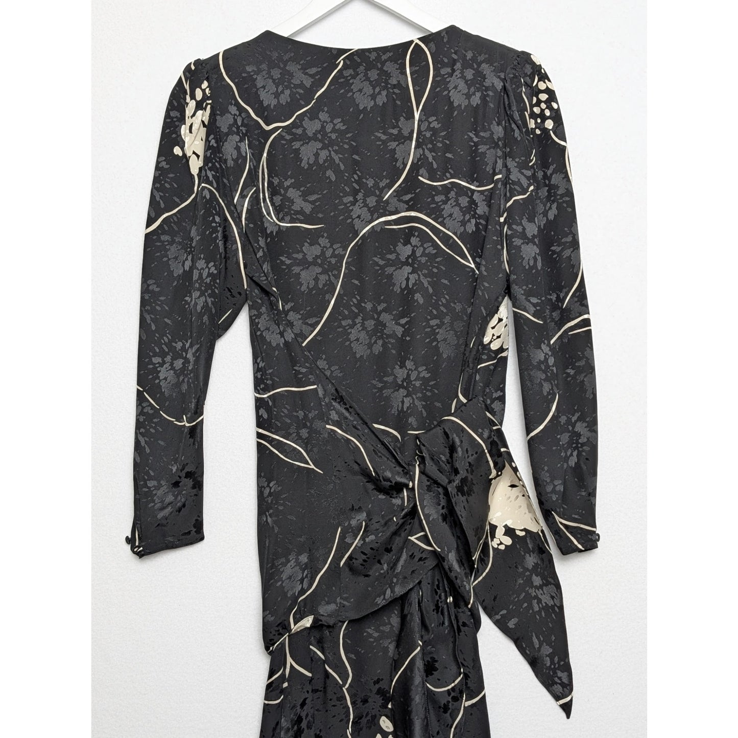 Vintage Saint Romei Black Hibiscus Print 100% Silk Dress 6