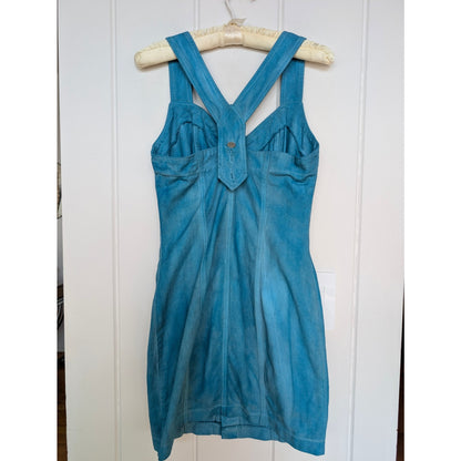 Vintage Bongo Sweatheart Neckline Denim Turquoise Dress 9