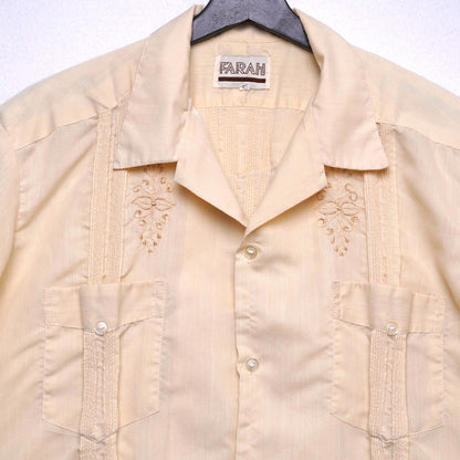 Vintage Farah Embroidered Guayabera Shirt Cuban Style 42