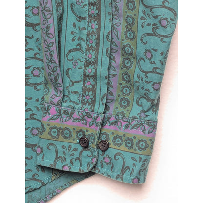 Vintage Oakton Limited Green Floral Long Sleeve Casual Shirt XL